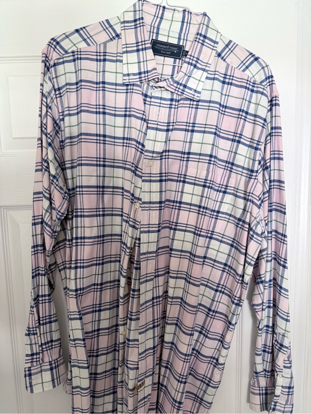 Vineyard Vines Pink and Navy Plaid Button-Down Shirt